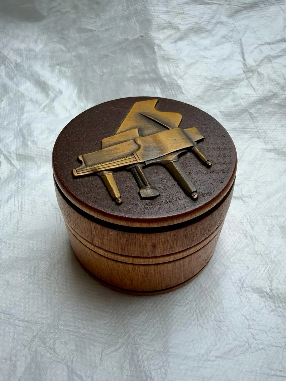 Vintage Wooden Trinket Box Brass Grand Piano Made in USA